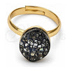 Oro Laminado Multi Stone Ring, Gold Filled Style with Crystal Black Patina Swarovski Crystals, Polished, Golden Finish, 01.239.0008.8 (One size fits all)