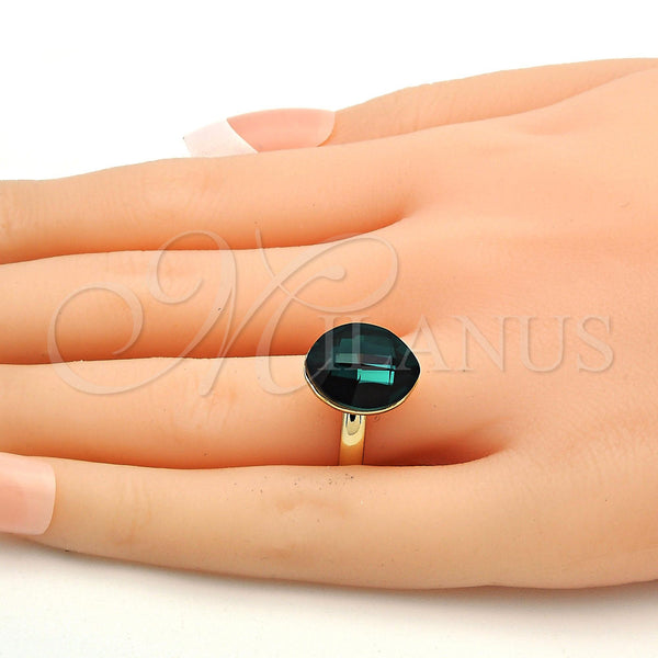 Gold Filled Ring — Multi Stone Ring with Emerald Swarovski Crystals Polished — alternate product view — SKU 112552 | Oro Laminado anillo — Multi Stone Ring with Emerald Swarovski Crystals pulido — SKU 112552