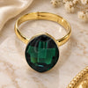 Oro Laminado Multi Stone Ring, Gold Filled Style with Emerald Swarovski Crystals, Polished, Golden Finish, 01.239.0008.9 (One size fits all)