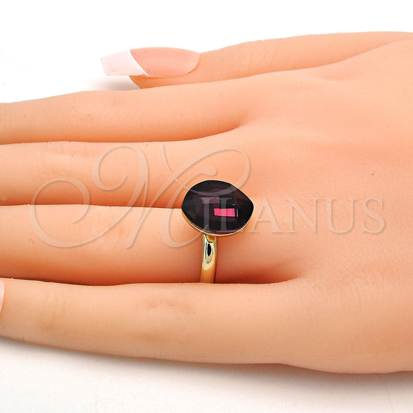 Gold Filled Ring — Multi Stone Ring with Amethyst Swarovski Crystals Polished — alternate product view — SKU 112554 | Oro Laminado anillo — Multi Stone Ring with Amethyst Swarovski Crystals pulido — SKU 112554