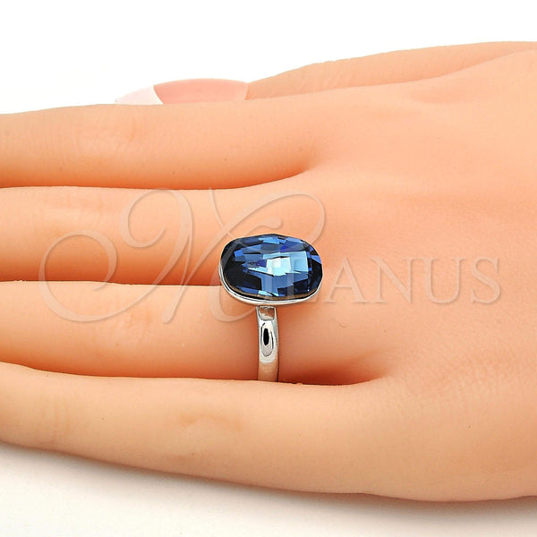 White Gold Filled Ring — Multi Stone Ring with Denin Blue Swarovski Crystals — alternate product view — SKU 112556 | Oro Laminado Blanco anillo — Multi Stone Ring with Denin Blue Swarovski Crystals — SKU 112556