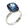 Rhodium Gold Filled Multi Stone Ring, with Denin Blue Swarovski Crystals, Polished, Rhodium Finish, 01.239.0011.1 (One size fits all)