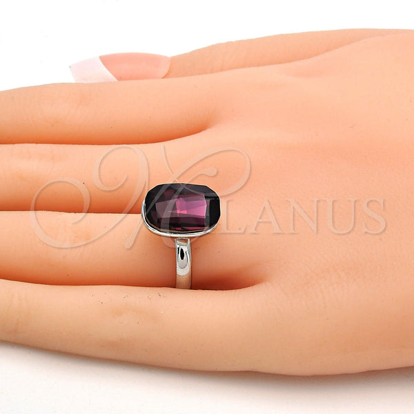 White Gold Filled Ring — Multi Stone Ring with Amethyst Swarovski Crystals Polished — alternate product view — SKU 112557 | Oro Laminado Blanco anillo — Multi Stone Ring with Amethyst Swarovski Crystals pulido — SKU 112557