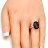 Rhodium Gold Filled Multi Stone Ring, with Amethyst Swarovski Crystals, Polished, Rhodium Finish, 01.239.0011.2 (One size fits all)