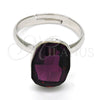 Rhodium Gold Filled Multi Stone Ring, with Amethyst Swarovski Crystals, Polished, Rhodium Finish, 01.239.0011.2 (One size fits all)