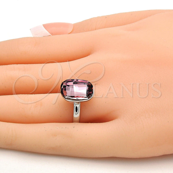 White Gold Filled Ring — Multi Stone Ring with Antique Pink Swarovski Crystals — alternate product view — SKU 112558 | Oro Laminado Blanco anillo — Multi Stone Ring with Antique Pink Swarovski Crystals — SKU 112558