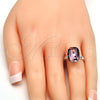 Rhodium Gold Filled Multi Stone Ring, with Antique Pink Swarovski Crystals, Polished, Rhodium Finish, 01.239.0011.3 (One size fits all)