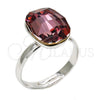 Rhodium Gold Filled Multi Stone Ring, with Antique Pink Swarovski Crystals, Polished, Rhodium Finish, 01.239.0011.3 (One size fits all)