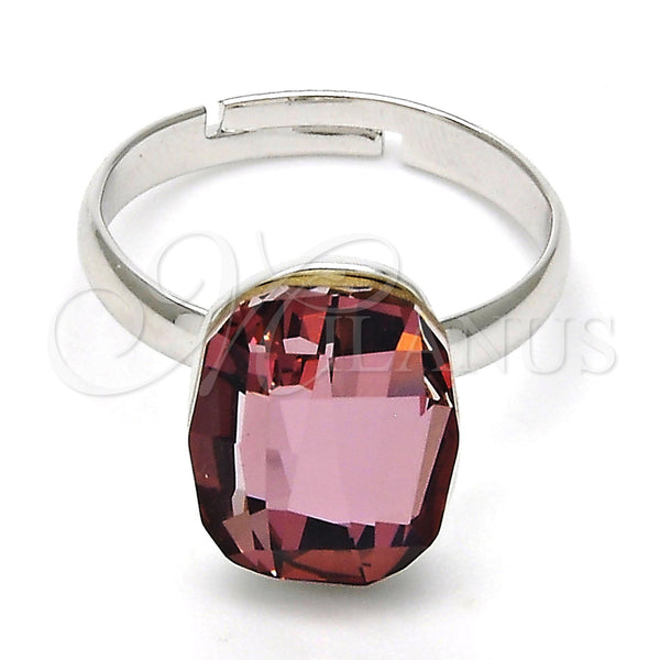 White Gold Filled Ring — Multi Stone Ring with Antique Pink Swarovski Crystals — main product view — SKU 112558 | Oro Laminado Blanco anillo — Multi Stone Ring with Antique Pink Swarovski Crystals — SKU 112558