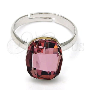 White Gold Filled Ring — Multi Stone Ring with Antique Pink Swarovski Crystals — main product view — SKU 112558 | Oro Laminado Blanco anillo — Multi Stone Ring with Antique Pink Swarovski Crystals — SKU 112558
