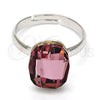 Rhodium Gold Filled Multi Stone Ring, with Antique Pink Swarovski Crystals, Polished, Rhodium Finish, 01.239.0011.3 (One size fits all)