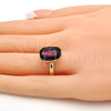 Oro Laminado Multi Stone Ring, Gold Filled Style with Amethyst Swarovski Crystals, Polished, Golden Finish, 01.239.0011.8 (One size fits all)
