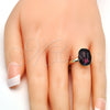 Oro Laminado Multi Stone Ring, Gold Filled Style with Amethyst Swarovski Crystals, Polished, Golden Finish, 01.239.0011.8 (One size fits all)