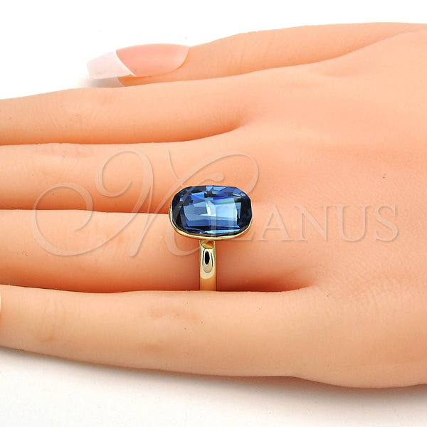 Gold Filled Ring — Multi Stone Ring with Denin Blue Swarovski Crystals — alternate product view — SKU 112564 | Oro Laminado anillo — Multi Stone Ring with Denin Blue Swarovski Crystals — SKU 112564