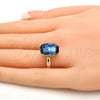 Oro Laminado Multi Stone Ring, Gold Filled Style with Denin Blue Swarovski Crystals, Polished, Golden Finish, 01.239.0011.9 (One size fits all)