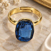 Oro Laminado Multi Stone Ring, Gold Filled Style with Denin Blue Swarovski Crystals, Polished, Golden Finish, 01.239.0011.9 (One size fits all)