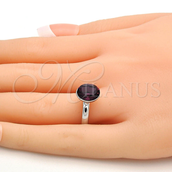 White Gold Filled Ring — Multi Stone Ring with Amethyst Swarovski Crystals Polished — alternate product view — SKU 112566 | Oro Laminado Blanco anillo — Multi Stone Ring with Amethyst Swarovski Crystals pulido — SKU 112566