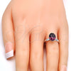 Rhodium Plated Multi Stone Ring, with Amethyst Swarovski Crystals, Polished, Rhodium Finish, 01.239.0004.2 (One size fits all)