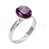 Rhodium Plated Multi Stone Ring, with Amethyst Swarovski Crystals, Polished, Rhodium Finish, 01.239.0004.2 (One size fits all)
