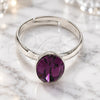White Gold Filled Multi Stone Ring, with Amethyst Swarovski Crystals, Polished, Rhodium Finish, 01.239.0004.2 (One size fits all)