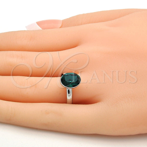 White Gold Filled Ring — Multi Stone Ring with Emerald Swarovski Crystals Polished — alternate product view — SKU 112567 | Oro Laminado Blanco anillo — Multi Stone Ring with Emerald Swarovski Crystals pulido — SKU 112567