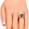 Rhodium Gold Filled Multi Stone Ring, with Emerald Swarovski Crystals, Polished, Rhodium Finish, 01.239.0004.3 (One size fits all)