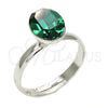 Rhodium Gold Filled Multi Stone Ring, with Emerald Swarovski Crystals, Polished, Rhodium Finish, 01.239.0004.3 (One size fits all)