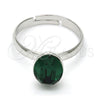 Rhodium Gold Filled Multi Stone Ring, with Emerald Swarovski Crystals, Polished, Rhodium Finish, 01.239.0004.3 (One size fits all)