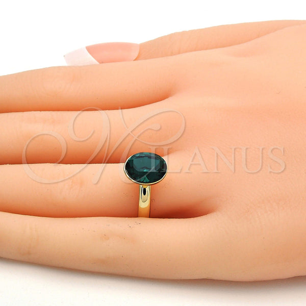Gold Filled Ring — Multi Stone Ring with Emerald Swarovski Crystals Polished — alternate product view — SKU 112570 | Oro Laminado anillo — Multi Stone Ring with Emerald Swarovski Crystals pulido — SKU 112570
