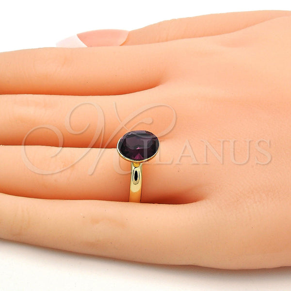 Gold Filled Ring — Multi Stone Ring with Amethyst Cubic Zirconia Polished — alternate product view — SKU 112571 | Oro Laminado anillo — Multi Stone Ring with Amethyst Cubic Zirconia pulido — SKU 112571