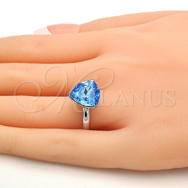 White Gold Filled Ring — Multi Stone Ring with Aquamarine Swarovski Crystals Polished — alternate product view — SKU 112574 | Oro Laminado Blanco anillo — Multi Stone Ring with Aquamarine Swarovski Crystals pulido — SKU 112574