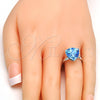 Rhodium Gold Filled Multi Stone Ring, with Aquamarine Swarovski Crystals, Polished, Rhodium Finish, 01.239.0005.2 (One size fits all)