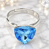 White Gold Filled Multi Stone Ring, with Aquamarine Swarovski Crystals, Polished, Rhodium Finish, 01.239.0005.2 (One size fits all)