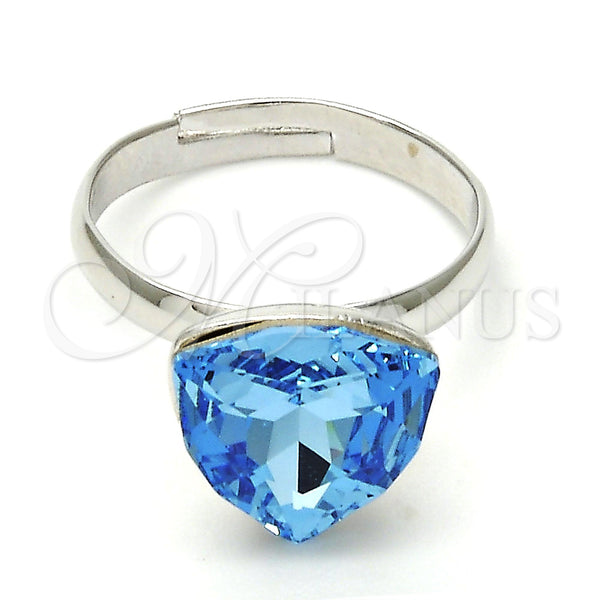 White Gold Filled Ring — Multi Stone Ring with Aquamarine Swarovski Crystals Polished — main product view — SKU 112574 | Oro Laminado Blanco anillo — Multi Stone Ring with Aquamarine Swarovski Crystals pulido — SKU 112574