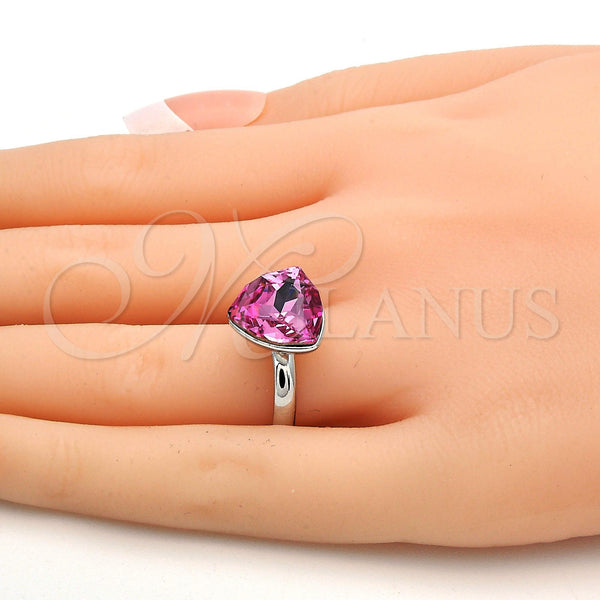 White Gold Filled Ring — Multi Stone Ring with Rose Swarovski Crystals Polished — alternate product view — SKU 112575 | Oro Laminado Blanco anillo — Multi Stone Ring with Rose Swarovski Crystals pulido — SKU 112575