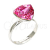 Rhodium Gold Filled Multi Stone Ring, with Rose Swarovski Crystals, Polished, Rhodium Finish, 01.239.0005.3 (One size fits all)
