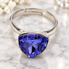 White Gold Filled Multi Stone Ring, with Tanzanite Swarovski Crystals, Polished, Rhodium Finish, 01.239.0005.4 (One size fits all)