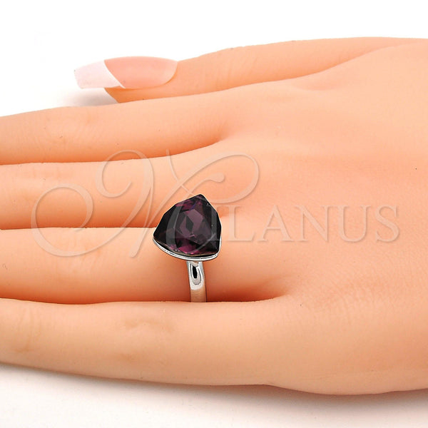 White Gold Filled Ring — Multi Stone Ring with Amethyst Swarovski Crystals Polished — alternate product view — SKU 112577 | Oro Laminado Blanco anillo — Multi Stone Ring with Amethyst Swarovski Crystals pulido — SKU 112577