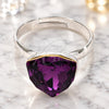 White Gold Filled Multi Stone Ring, with Amethyst Swarovski Crystals, Polished, Rhodium Finish, 01.239.0005.5 (One size fits all)