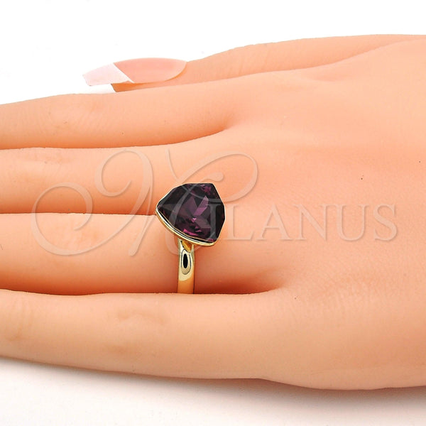 Gold Filled Ring — Multi Stone Ring with Amethyst Swarovski Crystals Polished — alternate product view — SKU 112578 | Oro Laminado anillo — Multi Stone Ring with Amethyst Swarovski Crystals pulido — SKU 112578