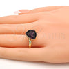 Oro Laminado Multi Stone Ring, Gold Filled Style with Amethyst Swarovski Crystals, Polished, Golden Finish, 01.239.0005.6 (One size fits all)