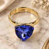 Oro Laminado Multi Stone Ring, Gold Filled Style with Tanzanite Swarovski Crystals, Polished, Golden Finish, 01.239.0005.7 (One size fits all)