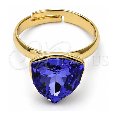 Oro Laminado Multi Stone Ring, Gold Filled Style with Tanzanite Swarovski Crystals, Polished, Golden Finish, 01.239.0005.7 (One size fits all)