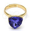 Oro Laminado Multi Stone Ring, Gold Filled Style with Tanzanite Swarovski Crystals, Polished, Golden Finish, 01.239.0005.7 (One size fits all)
