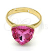 Oro Laminado Multi Stone Ring, Gold Filled Style with Rose Swarovski Crystals, Polished, Golden Finish, 01.239.0005.8 (One size fits all)