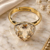 Oro Laminado Multi Stone Ring, Gold Filled Style with Golden Shadow Swarovski Crystals, Polished, Golden Finish, 01.239.0005.10 (One size fits all)