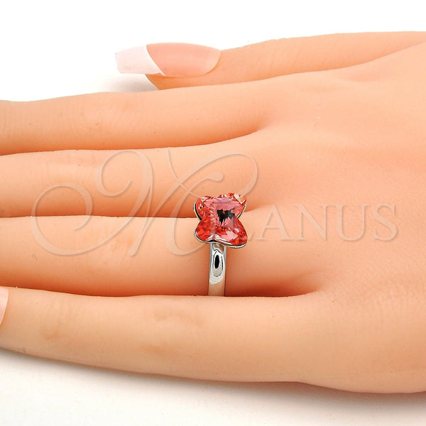White Gold Filled Ring — Multi Stone Ring Butterfly Design with Rose Peach — alternate product view — SKU 112583 | Oro Laminado Blanco anillo — Multi Stone Ring Butterfly diseño with Rose Peach — SKU 112583