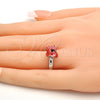 Rhodium Gold Filled Multi Stone Ring, Butterfly Design, with Rose Peach Swarovski Crystals, Polished, Rhodium Finish, 01.239.0007.4 (One size fits all)