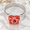 White Gold Filled Multi Stone Ring, Butterfly Design, with Rose Peach Swarovski Crystals, Polished, Rhodium Finish, 01.239.0007.4 (One size fits all)