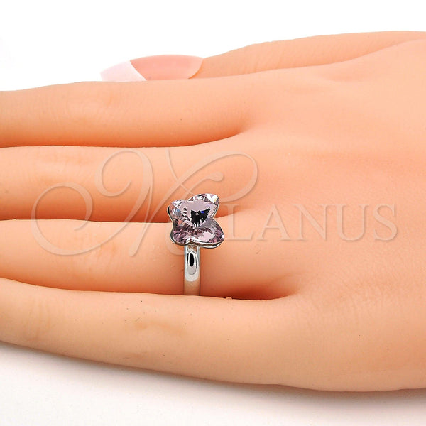 White Gold Filled Ring — Multi Stone Ring Butterfly Design with Rosaline Swarovski — alternate product view — SKU 112584 | Oro Laminado Blanco anillo — Multi Stone Ring Butterfly diseño with Rosaline Swarovski — SKU 112584